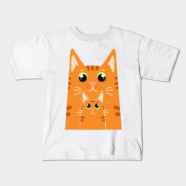 Ginger Family Daddy Cat and baby cat Kids T-Shirt by SusanaDesigns